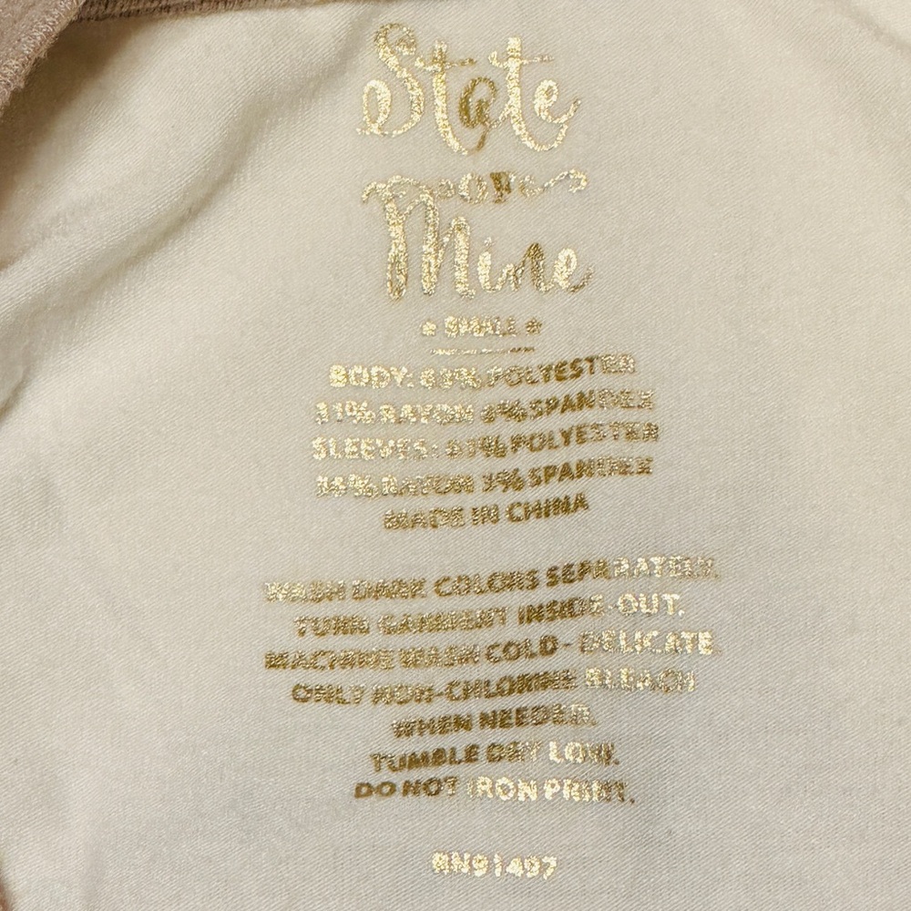 (S) STATE OF MINE "LOVE JOY CHEER" Raglan 3/4 sleeve T-Shirt - Picture 5 of 5